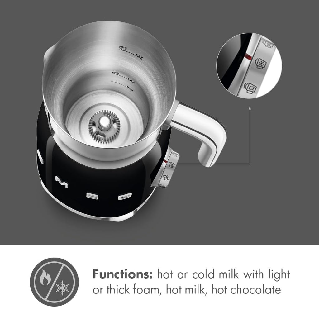 SMEG Retro Electric Milk Frother, Black