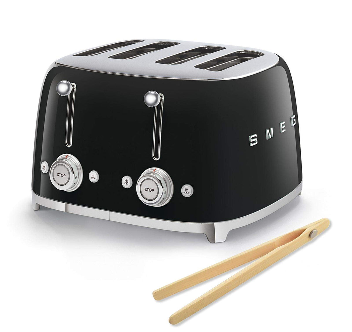 Smeg 50s Retro 4-Slot Toaster with Bamboo Tongs Bundle
