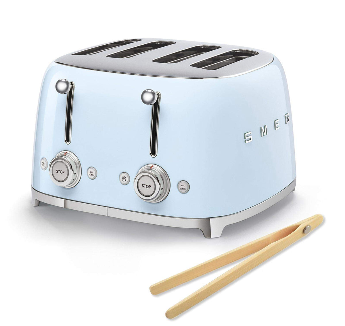 Smeg 50s Retro 4-Slot Toaster with Bamboo Tongs Bundle