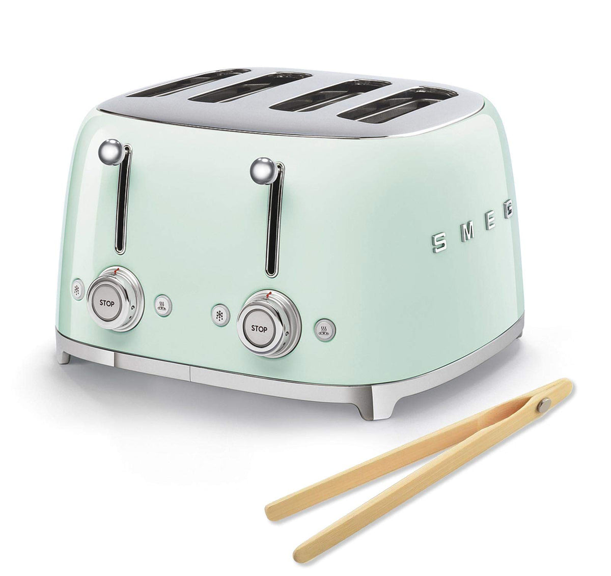 Smeg 50s Retro 4-Slot Toaster with Bamboo Tongs Bundle
