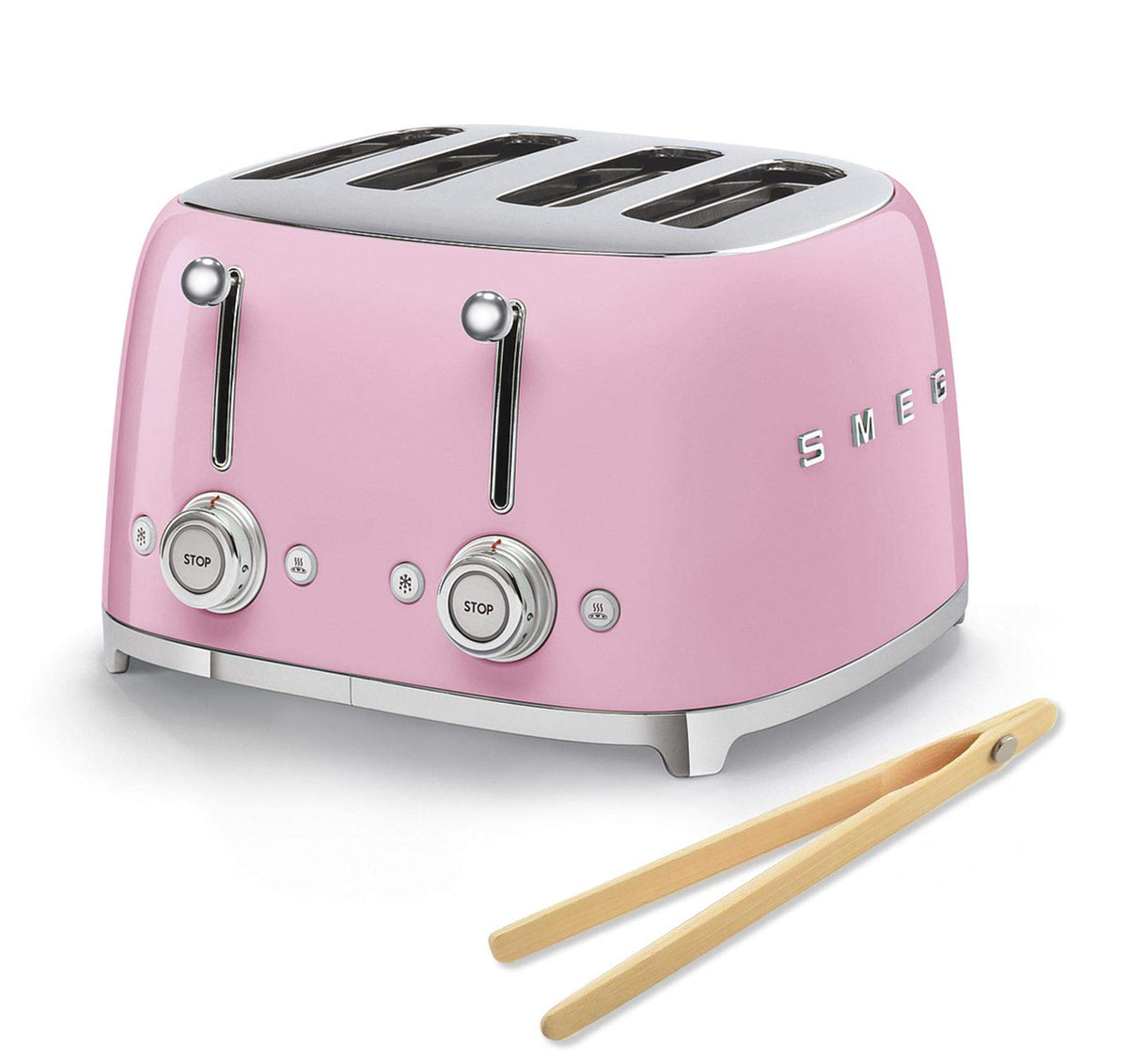Smeg 50s Retro 4-Slot Toaster with Bamboo Tongs Bundle