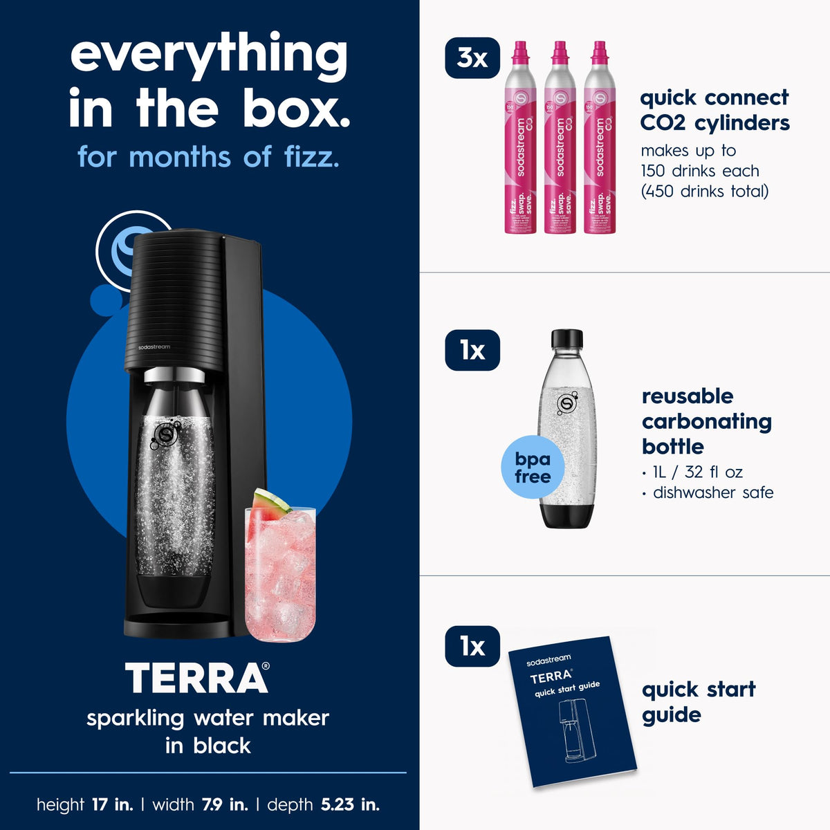 SodaStream Terra Sparkling Water Maker with Quick Connect Cylinder
