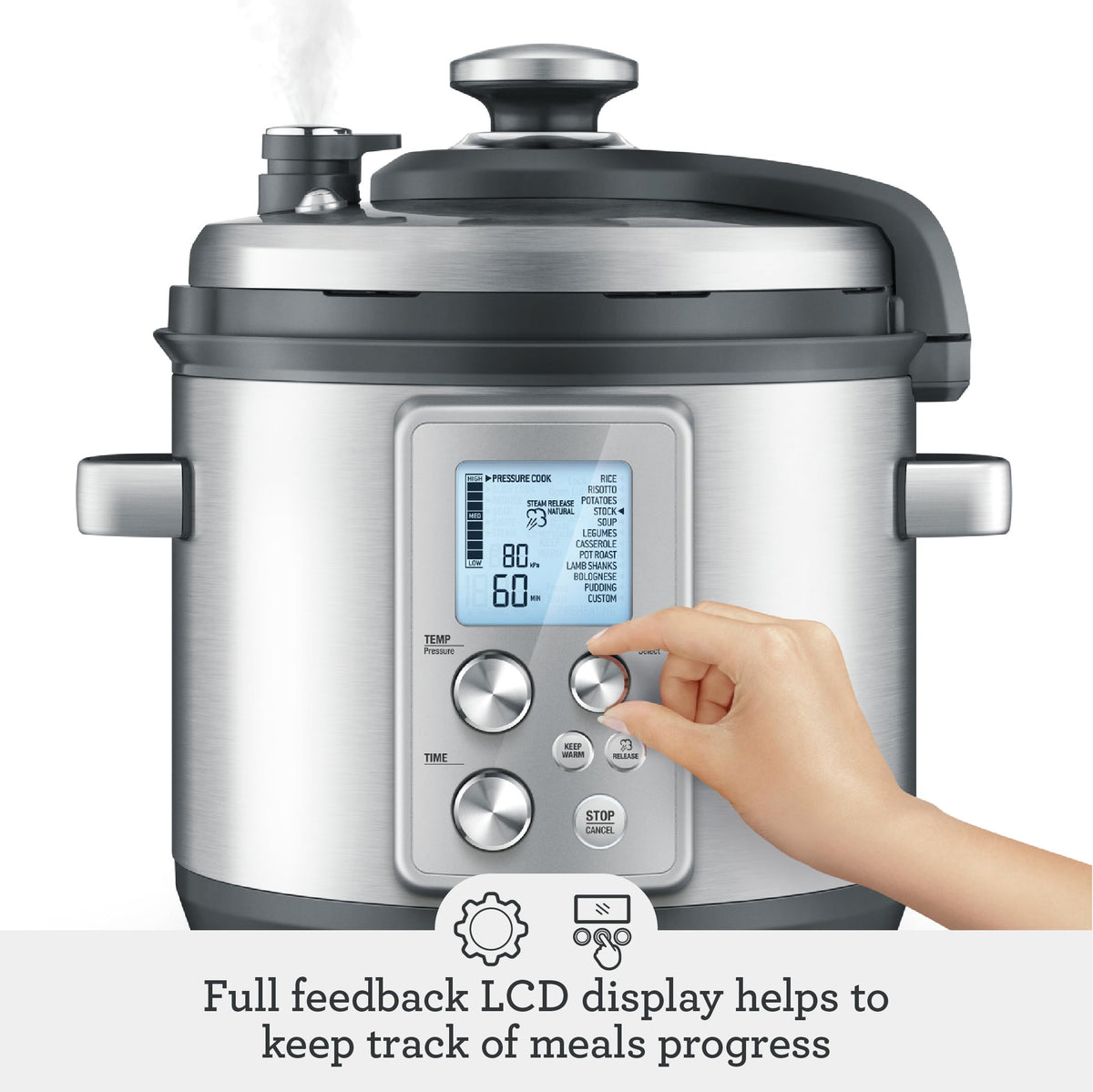 Breville Fast Slow Pro Pressure Cooker, Brushed Stainless Steel