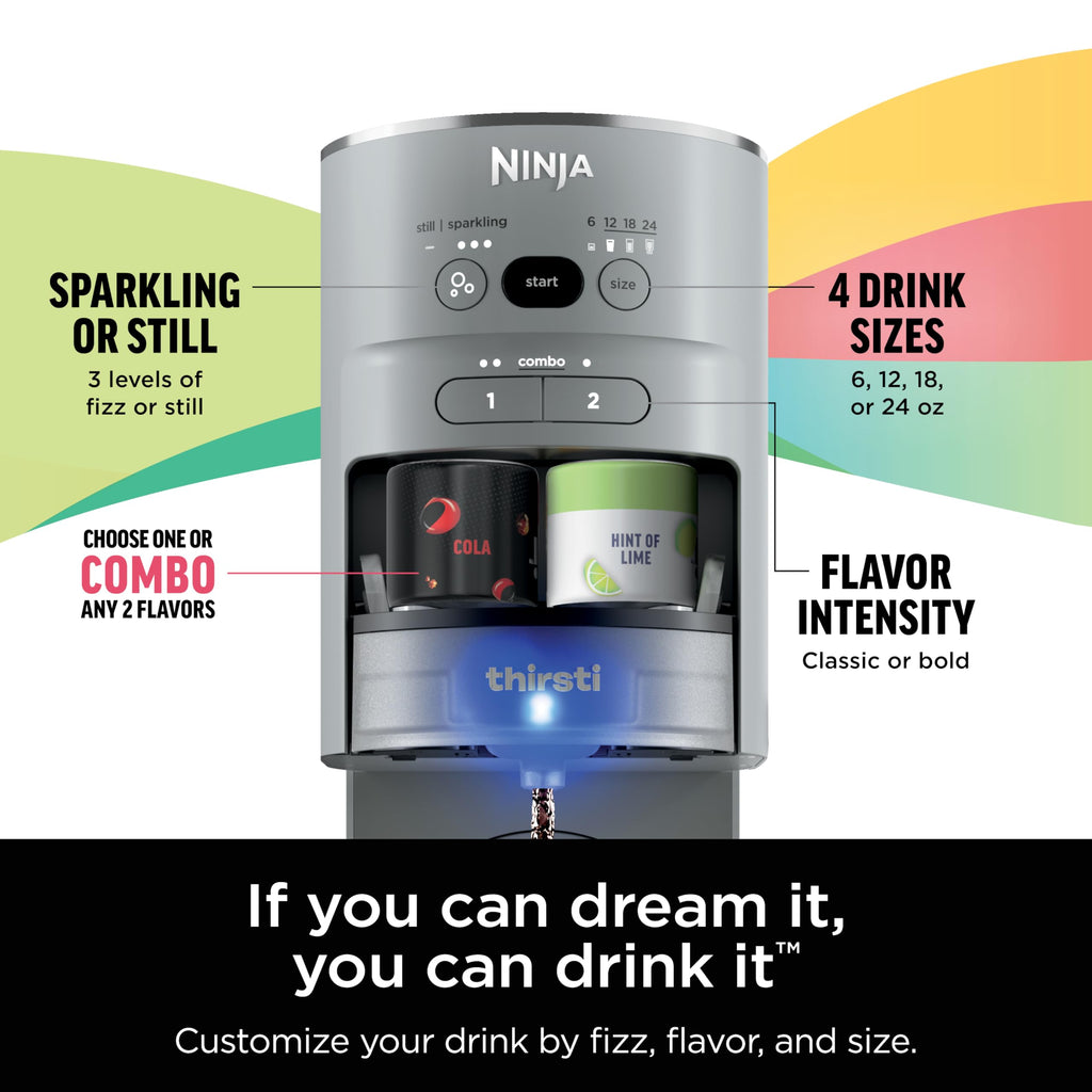 Ninja Thirsti Drink System Soda Maker for Sparkling Drinks
