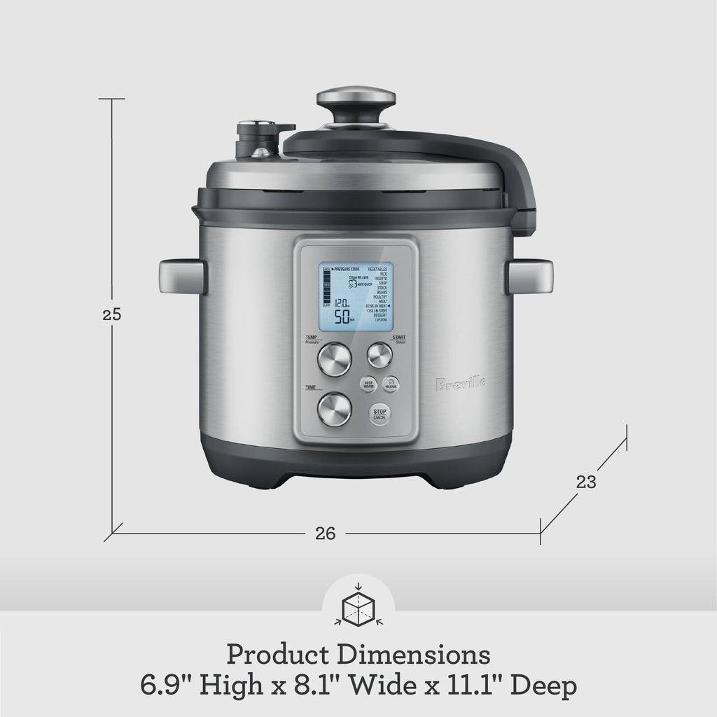 Breville Fast Slow Pro Pressure Cooker, Brushed Stainless Steel
