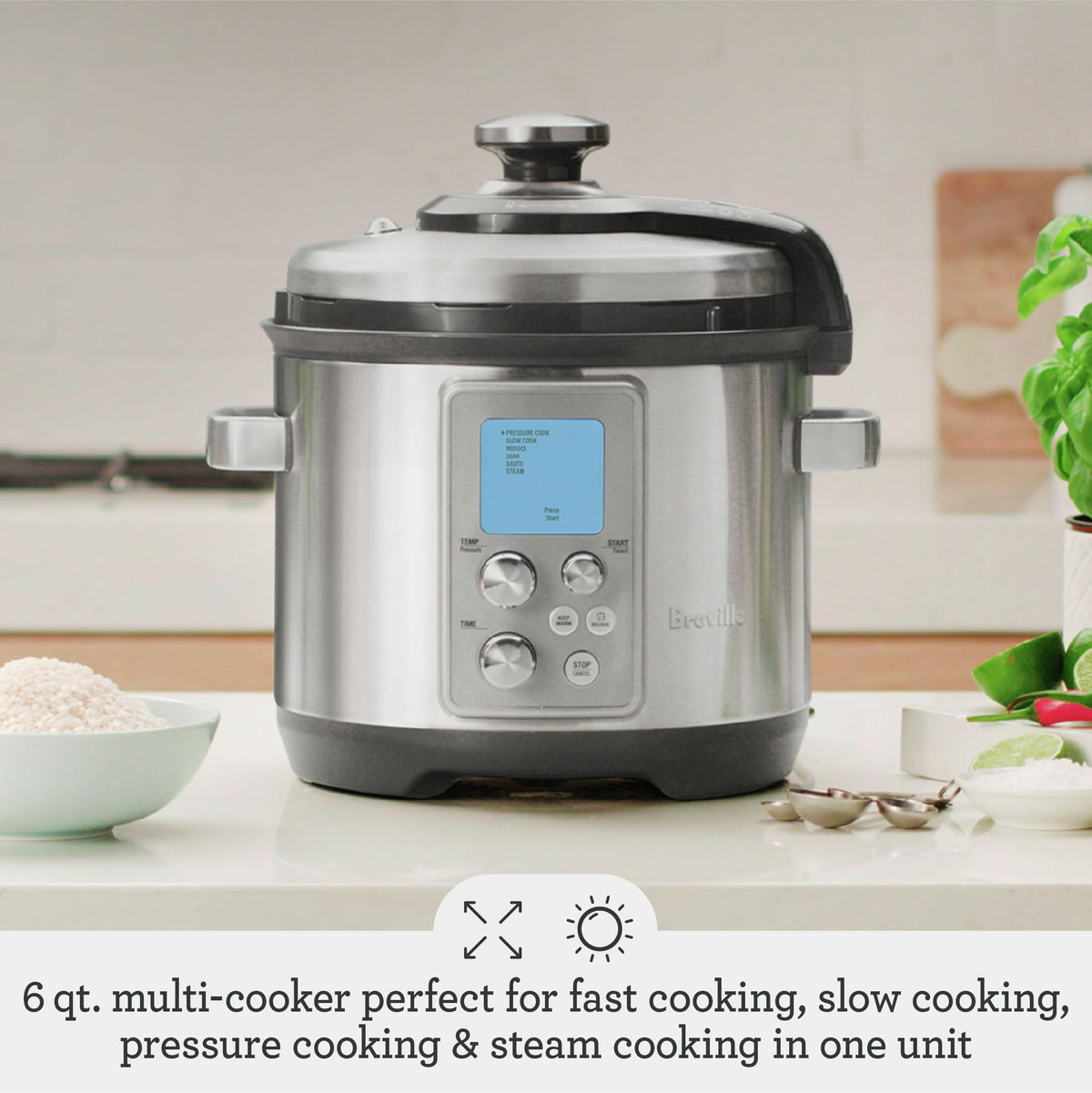 Breville Fast Slow Pro Pressure Cooker, Brushed Stainless Steel
