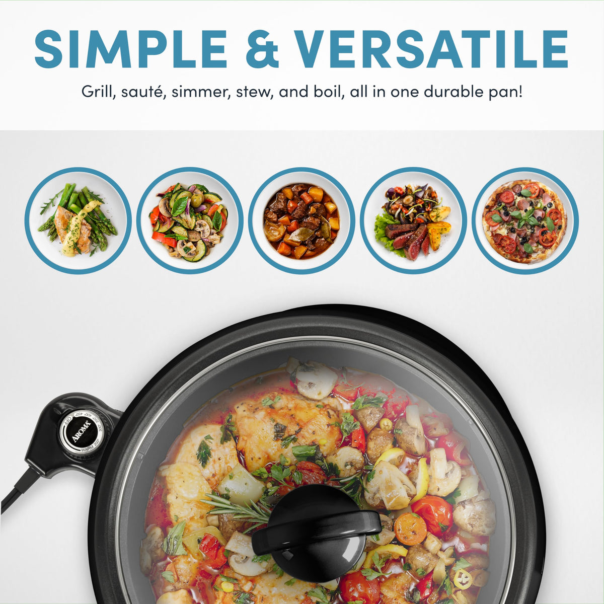 Aroma 3-Quart 3-in-1 Super Pot with Grill Plate
