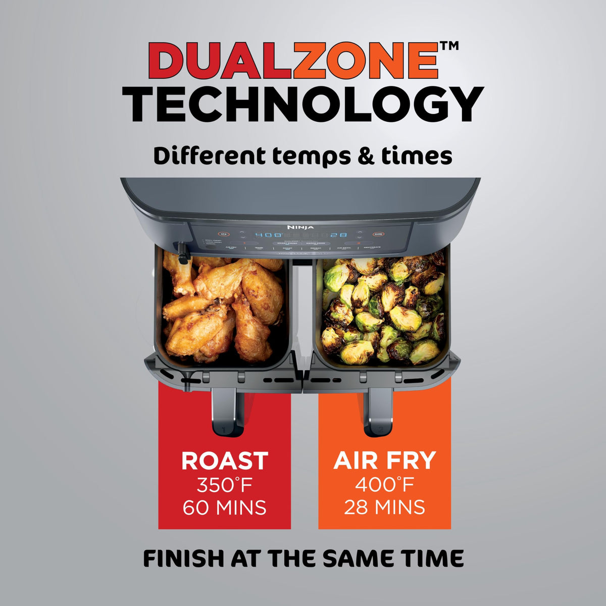 Ninja Dual-Zone Air Fryer with Smart Finish Technology
