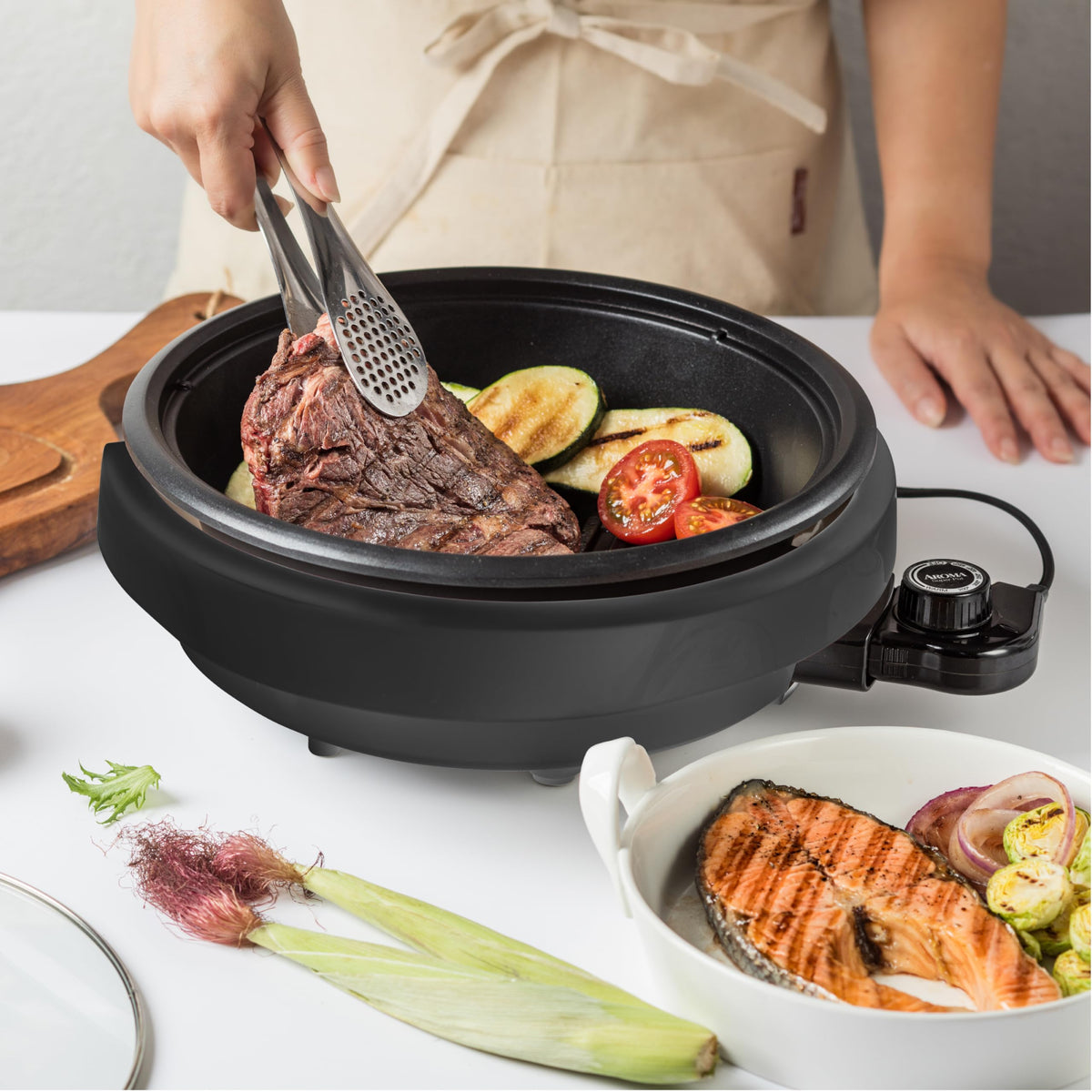 Aroma 3-Quart 3-in-1 Super Pot with Grill Plate